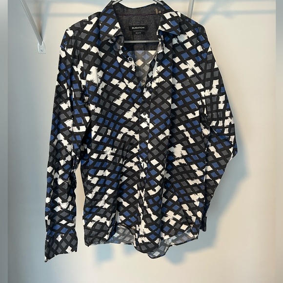 Bugatchi Black and Blue Checkered Shirt Jacket - Picture 1 of 6